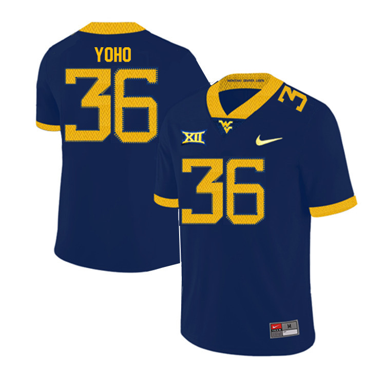 Men #36 Nick Yoho West Virginia Mountaineers College Football Jerseys Sale-Navy
